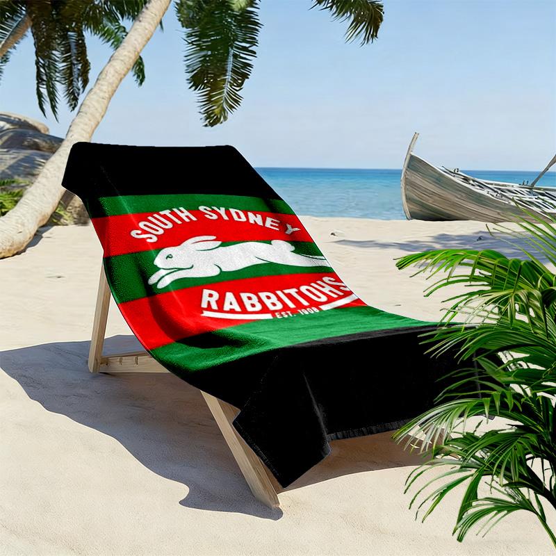 Rabbitohs Print Beach Towel, Large Soft Quick Dry Towel for Beach Camping Swimming