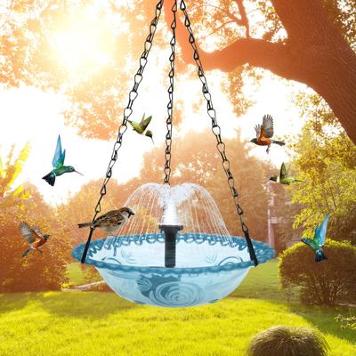 Bird Bath Solar Water Fountain Pump Outdoor Hanging Bathtub for Kiwi Birds Fishing Boat Hummingbird Drinker Bird Accessories