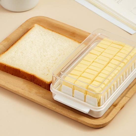 Butter Keeper Butter Stick Holder with Transparent Lid Butter Dish for Refrigerator BPA-Free Butter Storage Rack for Cheese Margarine