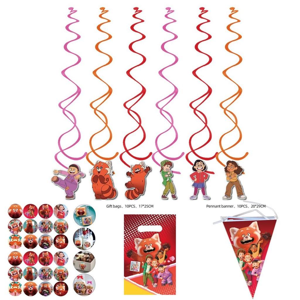 Get Ready For A Turning Red Themed Party With Cartoon Decorations And Gifts