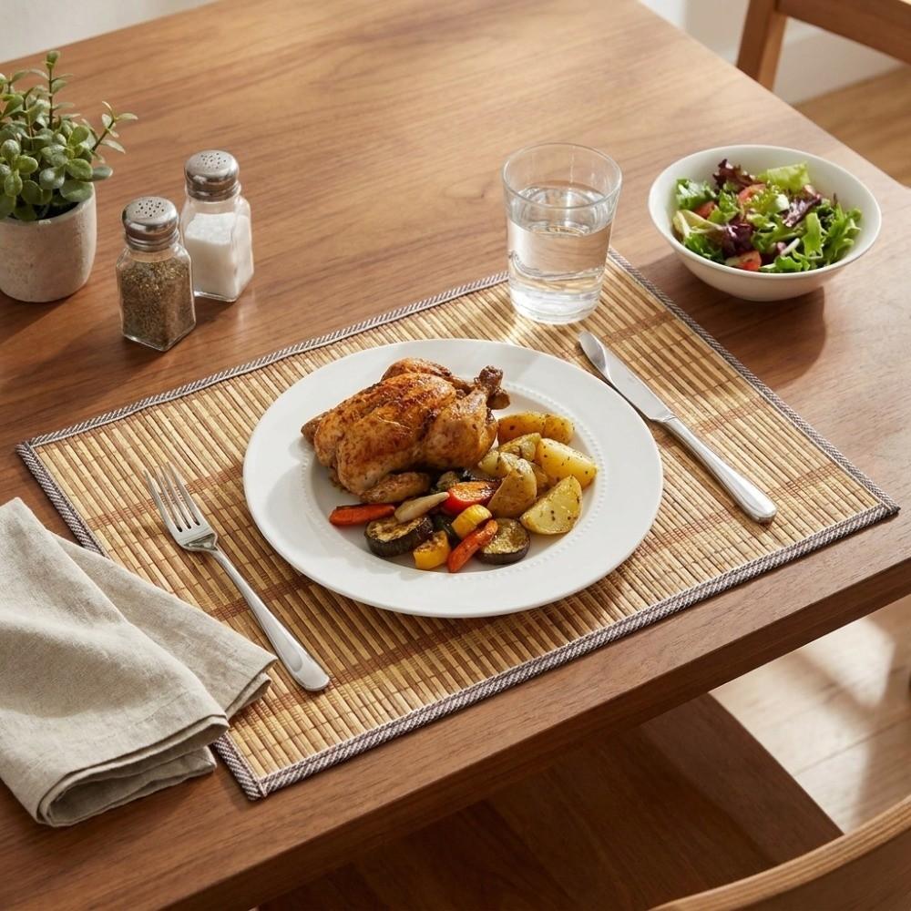 Anti-Slip Woven Oval Placemat Natural Table Mat Lightweight Dining Pad Dining Decor