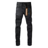 Punk Retro Blue Ripped Slim Fit Printed Men's Jeans