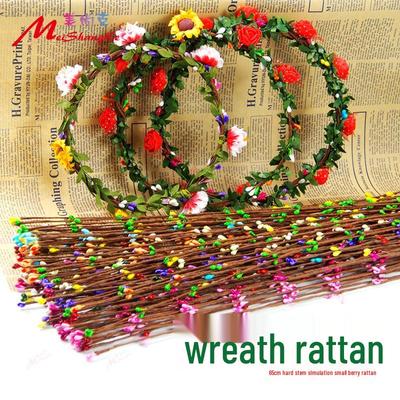 Colorful 65cm Rattan Berry Bride Hair Accessory Wreath for Weddings
