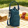 Insulated Water Bottle Bag Hands Shoulder Zip Compartment Pocket Black