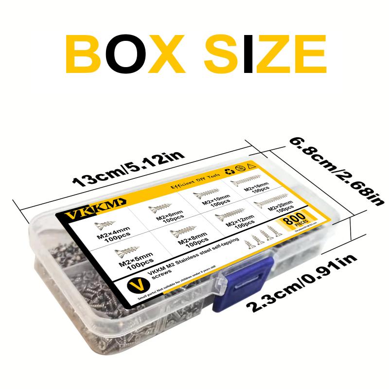 VKKM - Silver Countersunk Self Tapping Screw M2x (4/5/6/8/10/12/16/20) Mm 304 Stainless Steel Cross Groove Flat Head Screw