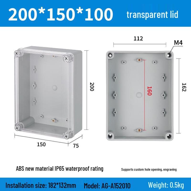 Outdoor Waterproof ABS Power Supply & Monitoring Socket Box with Wiring Terminal & Button