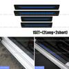 4Pcs Carbon Fiber Leather Car Door Sill Cover Protector Sticker Accessories Blue