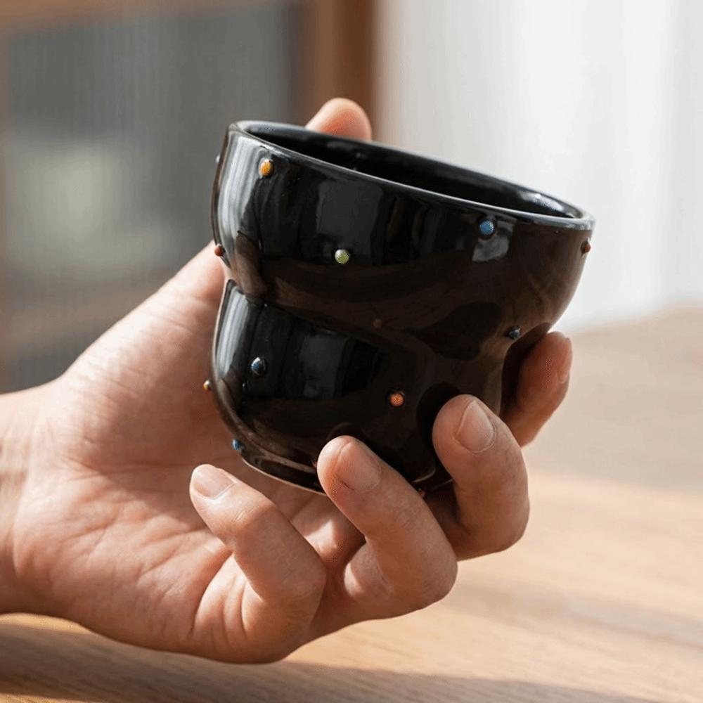 300ml Gepunktete Handbecher Dicke Kaffeetassen Heimdeko Keramiktasse Für Paare
