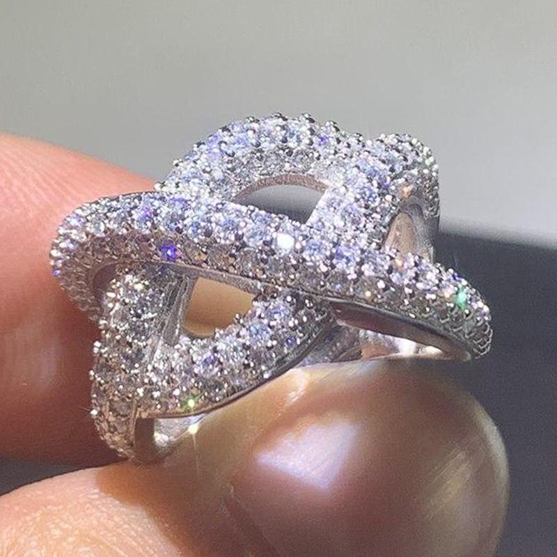 

Кольца-кресты Huitan Sparkling женские, полностью вымощенные фианитами, модные свадебные аксессуары для пальцев, свадебная вечеринка, новые модные украшения 10