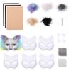 DIY Cosplay Masks White Cat Masks Blank Material Kit DIY Halloween Mask Animal Half Facemasks Masquerade Halloween Cosplay Party