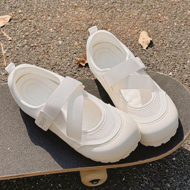 Thin Little White Shoes Women's Breathable Women's Shoes Mesh Hollow Shoes 2025 New Models with Skirts Thick-soled Canvas Sandals Women