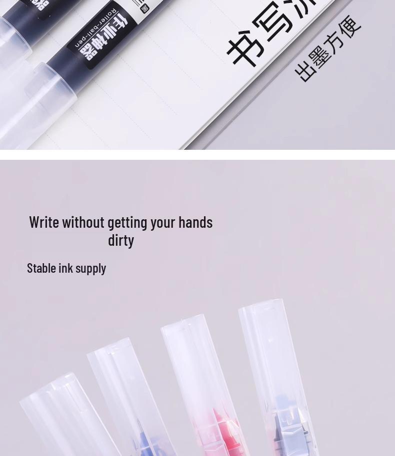 M&GM2001 Quick-Drying Rollerball Pen 0.5mm, Full Needle Tube, Large Capacity, Ideal for Student Exams.