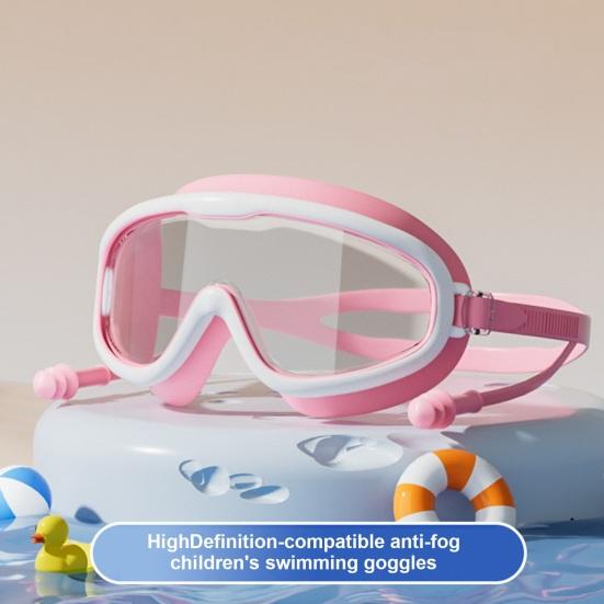 Kids Swim Goggles with Nose Clip Waterproof No Leakage UV Protection Clear Lens Boys Girls Silicone Goggles Scuba Diving Snorkeling