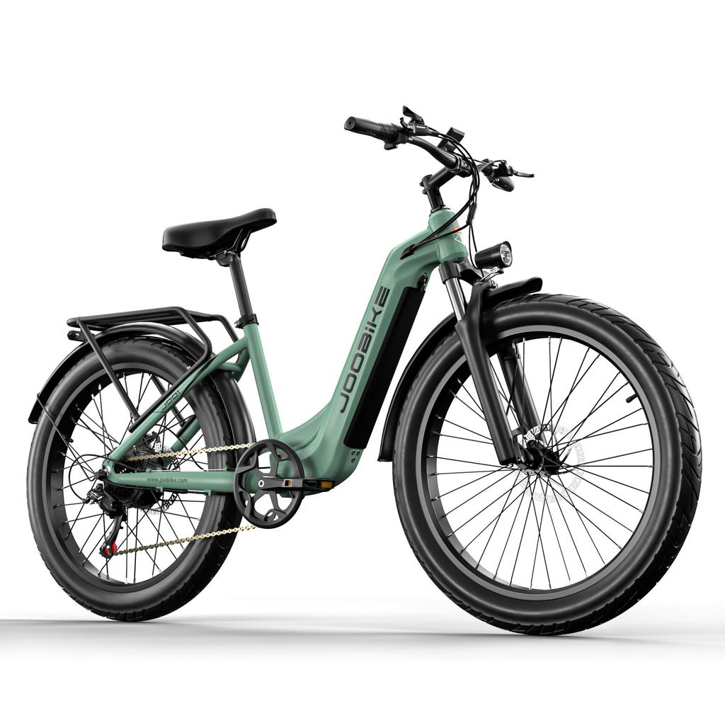 JOOBIKE JOO1 Electric Bike, 1000W Motor, 48V 17.5Ah Battery, 26×3.0'' Fat Tires, 7-Speed, Hydraulic Brakes, LCD Display, 90km Range, 45km/h, Green