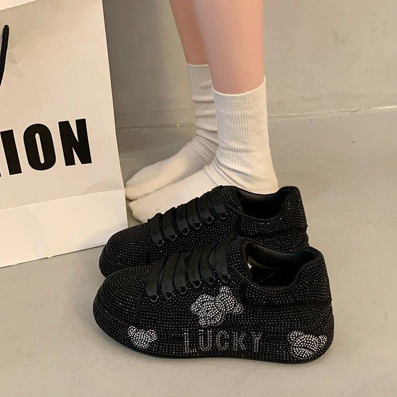 

Full diamond women s shoes muffin bottom casual little white shoes women s autumn versatile height-increasing board shoes 40