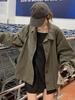 Korean Green Workwear Windbreaker: Women's Retro Petite Spring-Autumn Casual Short Loose Jacket