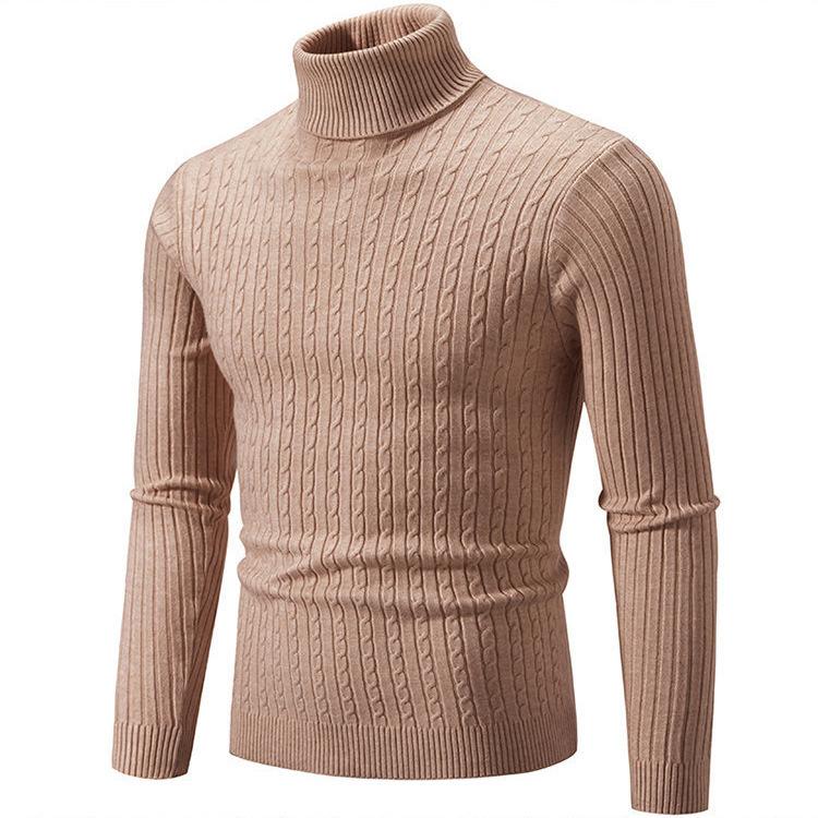Men'S Knitwear Men'S Autumn And Winter New European And American High Neck Fried Dough Twists Sweater Underlay Sweater Warm
