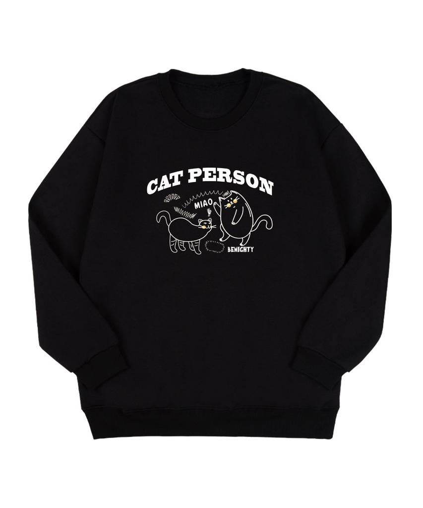BEMIGHTY Cat Person Oversized Double-Sided Sweatshirt [Melan Grey]