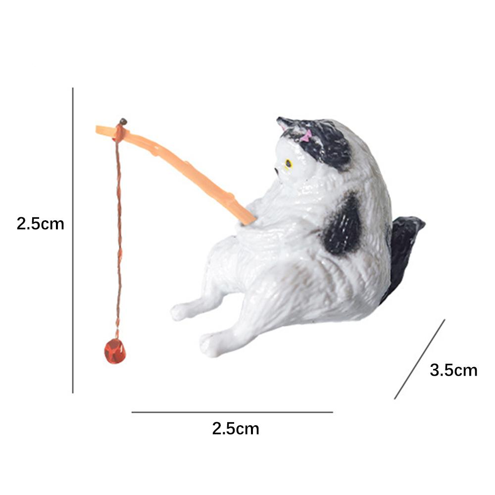 1/5pcs Cute Fishing Cat Ornaments Resin Fish Landscaping Mini Statue Cartoon Figurine Miniatures DIY Handcraft Home Decorations