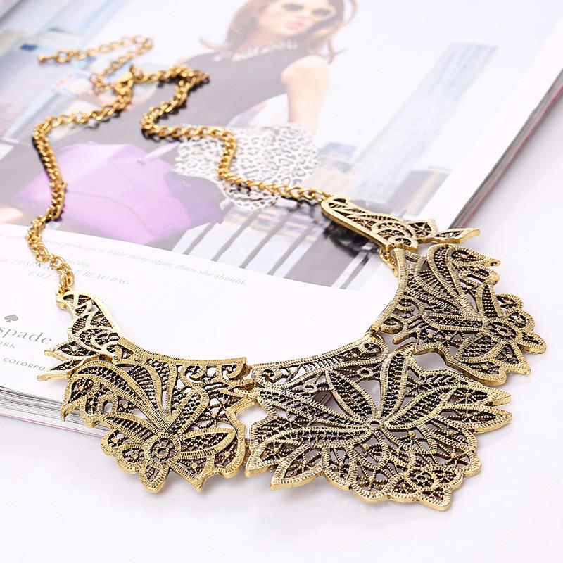 

Ethnic Style Flower Pendant Necklace With Alloy Filigree And Metallic Finish For Boho Fashion Enthusiasts AntiqueGold