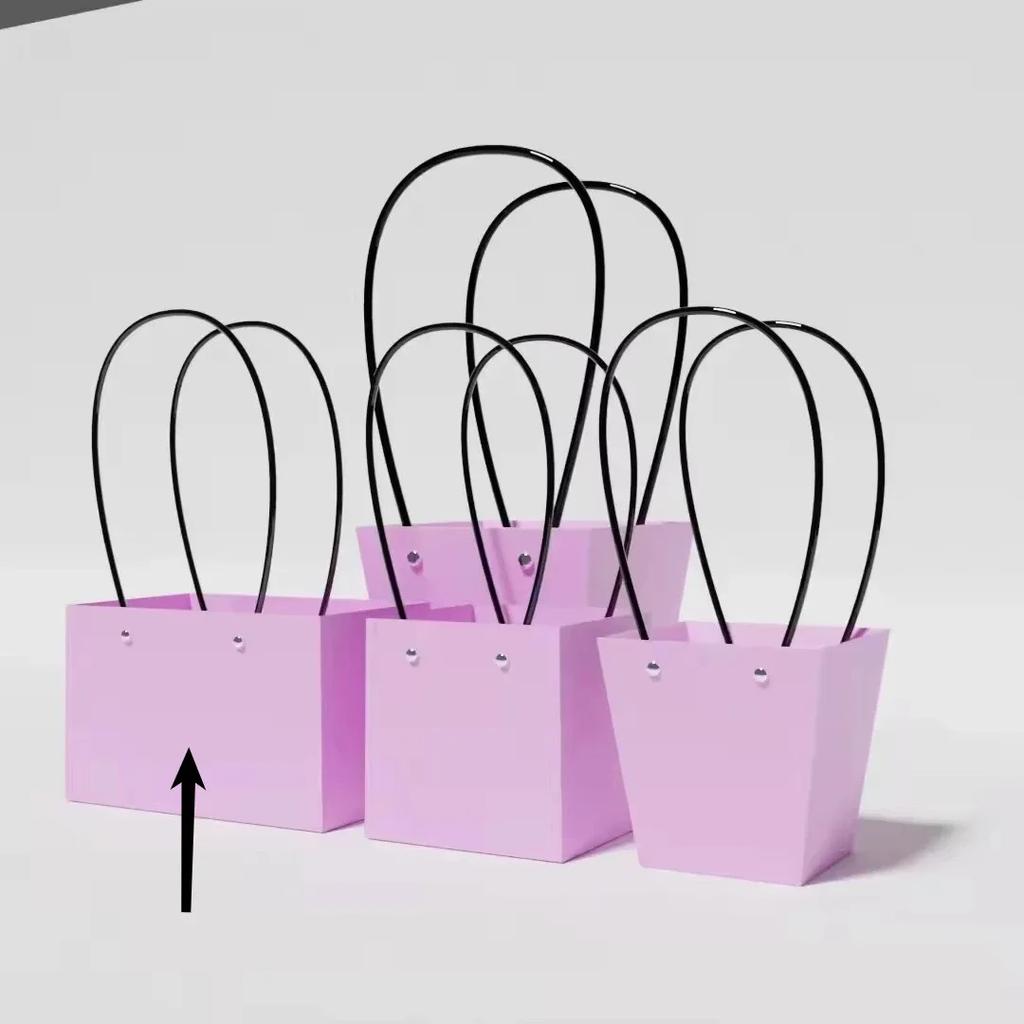 Paper Box Pink Kraft Paper Tote Bag Square Gift Bag  Flower Shop Supplies Valentine's Day Party 10pcs Fresh Flower Packaging