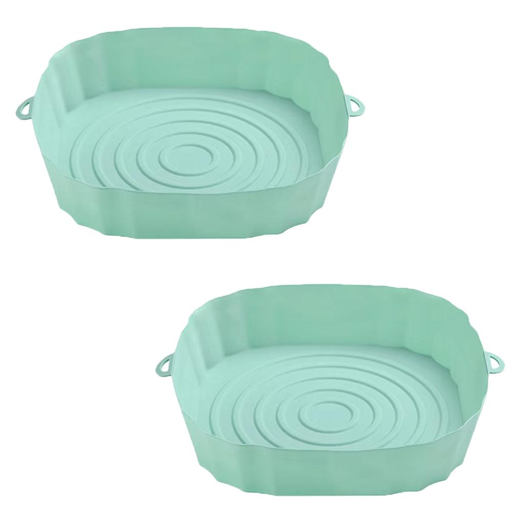 

4 шт., силиконовая корзина для фритюрницы, форма для духовки, противень для выпечки, корзина для пиццы, жареной курицы, многоразовые аксессуары для вкладышей в сковороду 2pcs зелёный