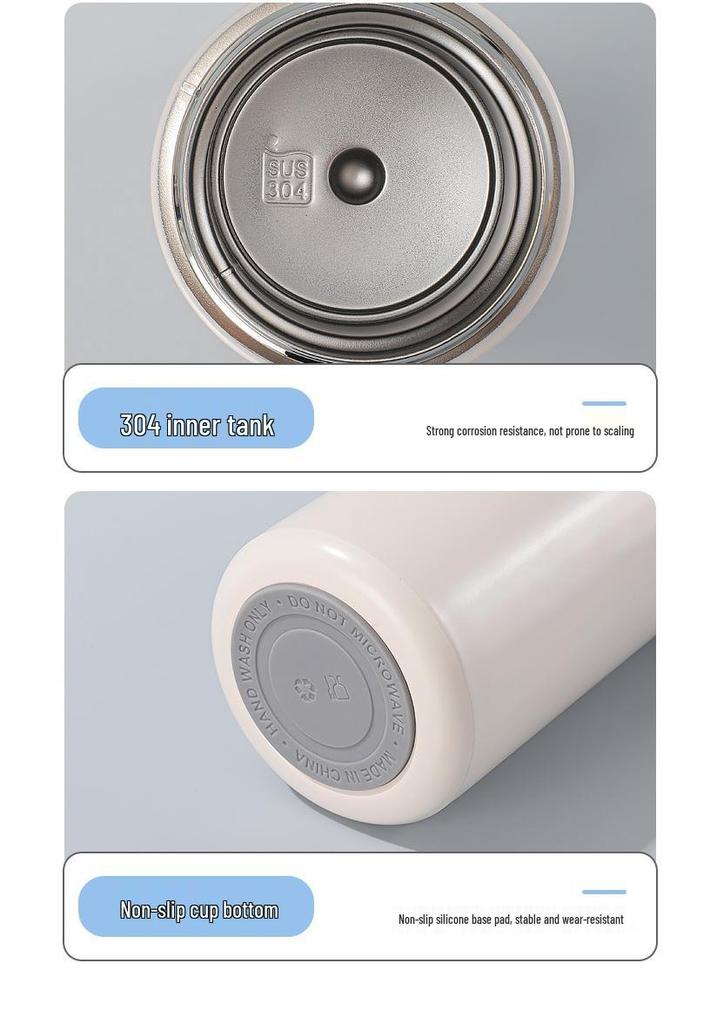 Cute Stainless Steel Vacuum Thermos with Flip-top Lid and Mini Straw - Customizable Student Gift