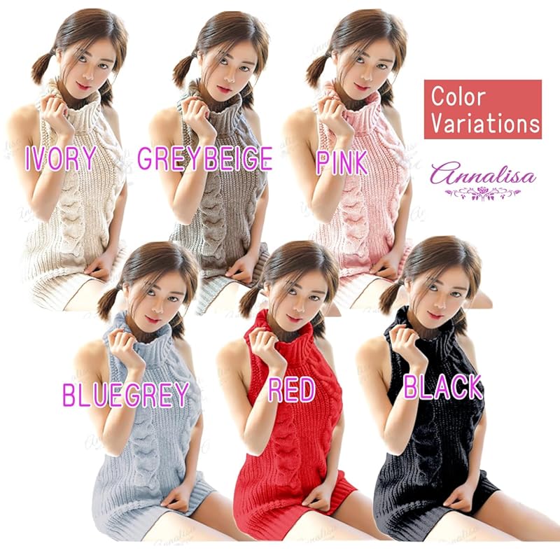 [Annalisa] The Sweater That Kills Virginity First Generation Cosplay Sexy Free Size Knit Dress Lingerie Baby Doll Costume One Piece Joke Goods (red)