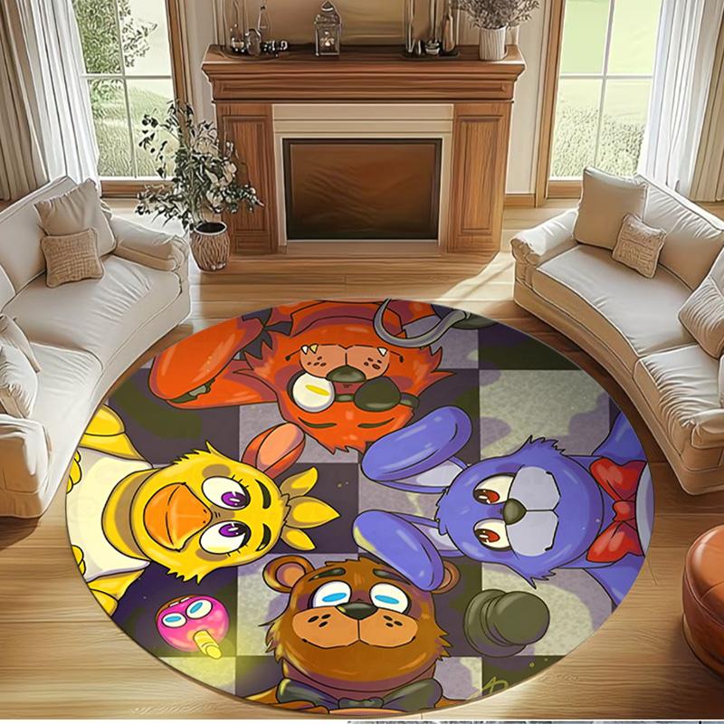 Five Nights at Freddy's Print Round Rug, Washable Floor Carpet, For Entryway Dorm Laundry Room Office Study, Home Decor Birthday Christmas Gift