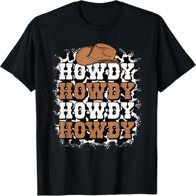 Howdy Cow Print Western Cowgirl Cowboy Rodeo Men Women Kids T-Shirt