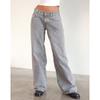 2026 Women's Casual Wide-Leg Non-Stretch Washed Denim Jeans - American Retro Low Waist