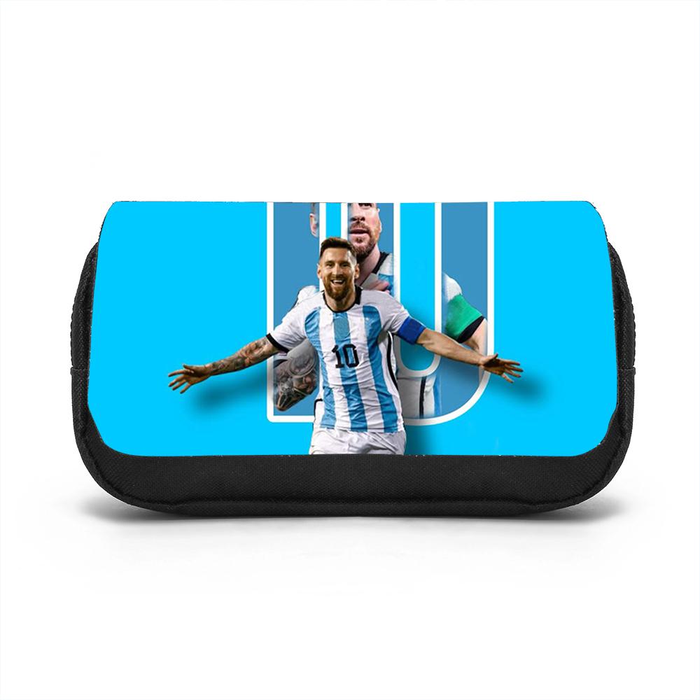 Leer, Reizen Grote Capaciteit Schrijfgerei Organizer Tas M-Messi Dubbellaags Etui Voetbalster Studenten Pennenbakje