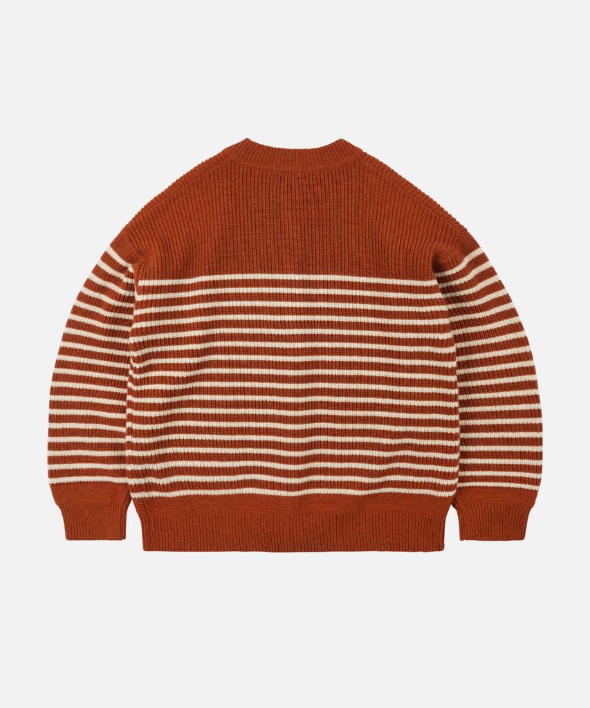 Frizmworks Wool Stripe Round Cardigan _ Brick