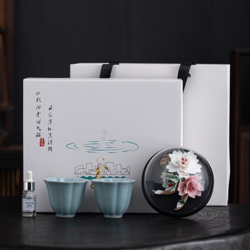 Hongyu Gardenia Floral Ceramic Tea Set