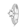 Anelli Semplici in Argento 925 Stella Diamante Lucida Cuore Pietra Blu Gemma Coppia Fedina Liscia Gioiello Regalo per Matrimonio Fidanzamento