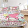 3pcs Happy Birthday My Melody Quilt Set - Soft and Comfortable Bedroom, Guest Room and Dorm Decor Bedding Set 1 Quilt Cover + 2 Pillowcases.W041