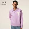 AMI Spring and Autumn New Love Jacquard Wool Ami De Coeur Polo Collar Hoodie Sweater
