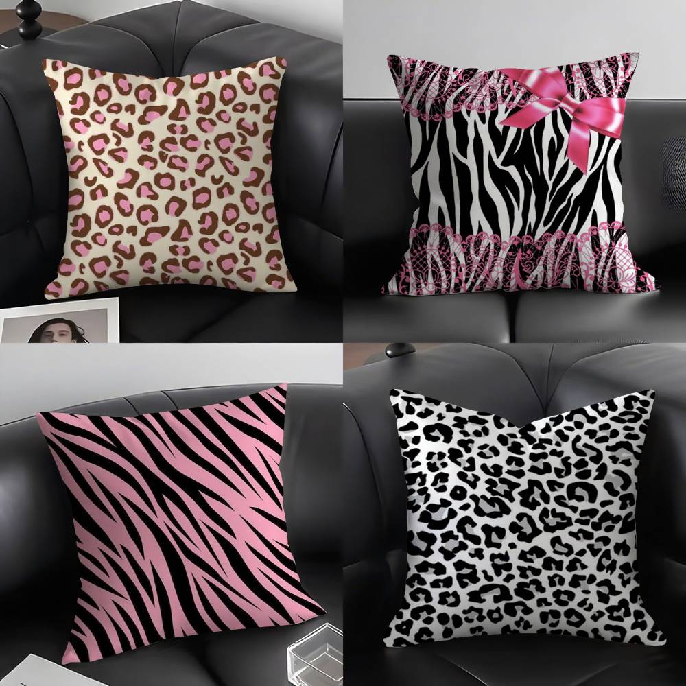 Y2K Fashion Leopard Print Pillow Case Sofa Short Plush Double-Sided Hd Printing Room Home Office Gift Cushion Cover