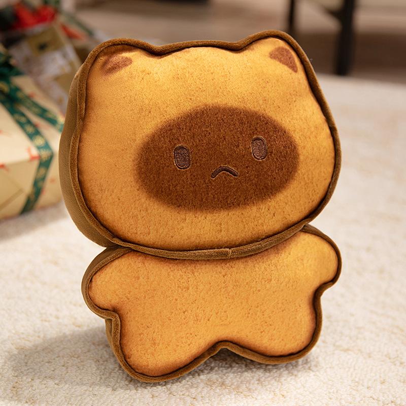 Simulated Toast Cat Plush Toy Throw Pillow Cute Child Hugging Sleeping Bear Cat Biscuit Doll