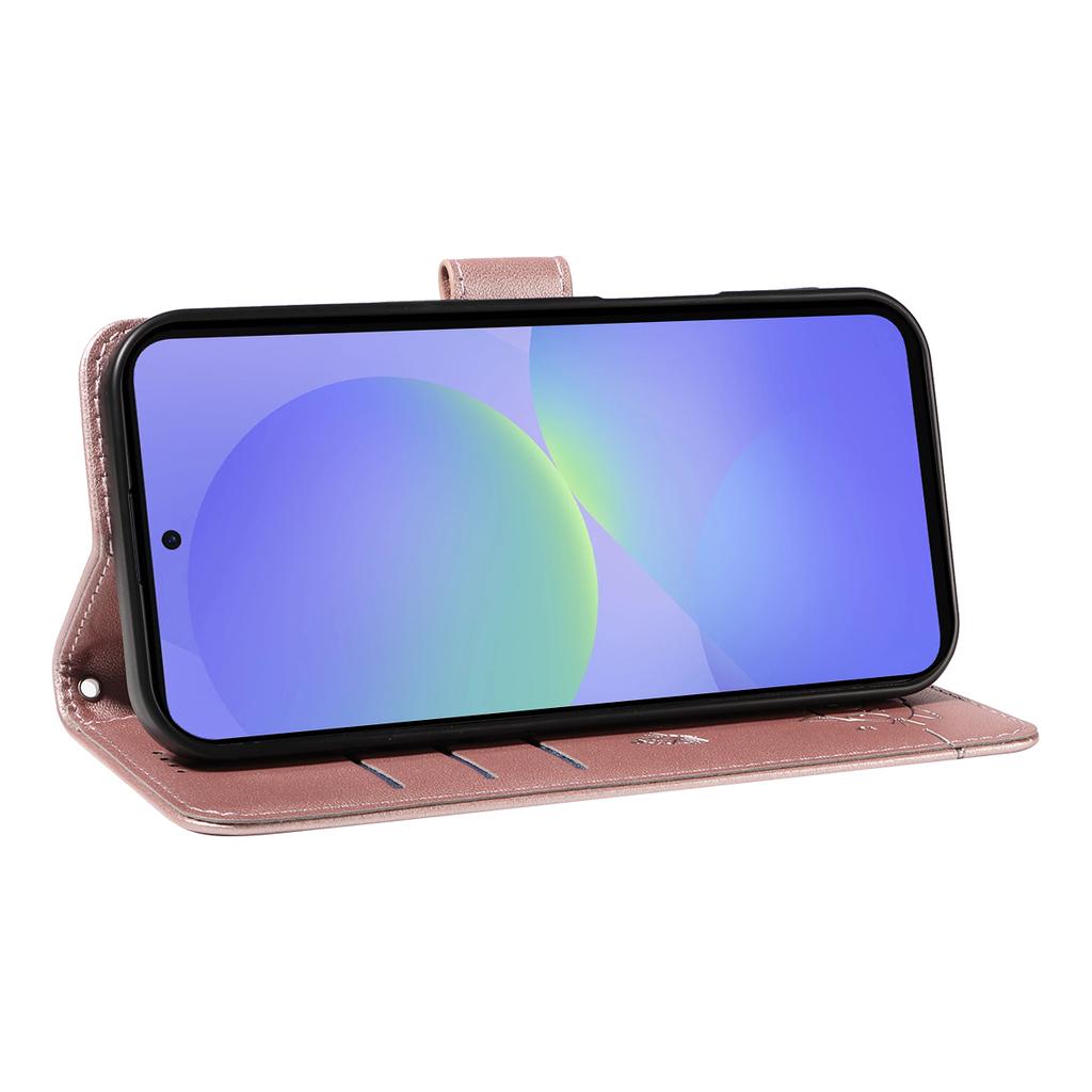 For Samsung Galaxy A37 5G Case Cat Pattern Imprint Leather Phone Cover with Wrist Strap