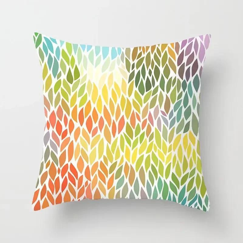 45X45Cm Geometric Yellow Red Blue Pillowcase Polyester Cushion Cover For Sofa Cushion Nordic Home Decor Pillowcase