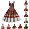 Women's Casual Sleeveless Dress with Christmas Print and Round Neck for Holiday Party