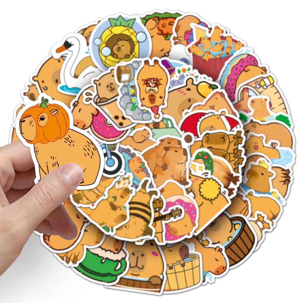 Capybara Suitcase & Laptop Stickers - 50 Waterproof Animal Designs for Travel & Decoration