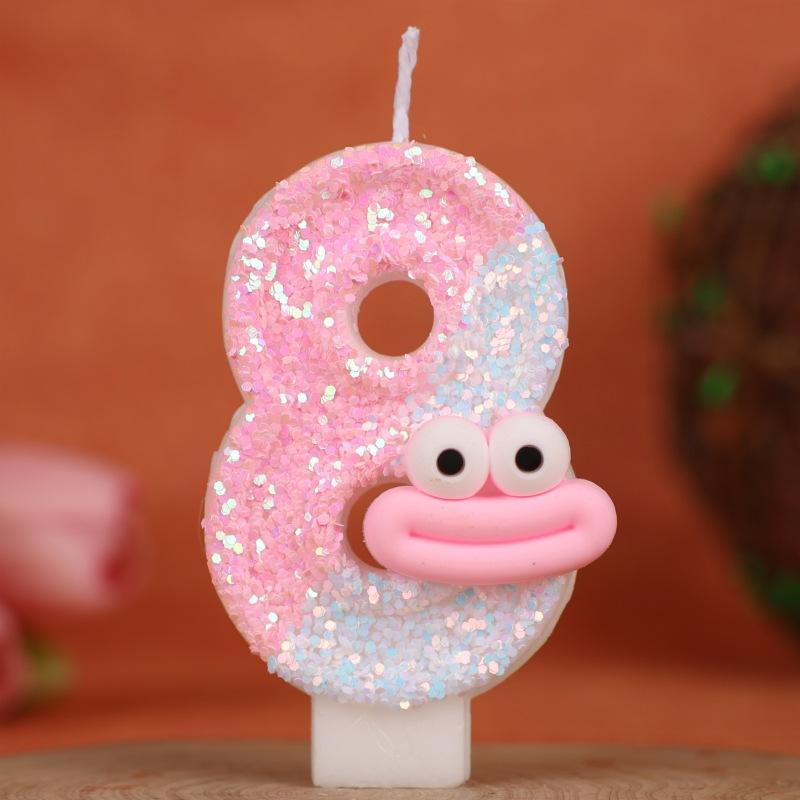 Sausage Mouth Cartoon Number Birthday Candle Cake Decoration Holiday First Birthday Celebration Handmade Candle 0-9diy