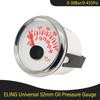 52mm Waterproof Oil Pressure Gauge Meter 0-30Bar 0-435Psi with Red Backlight for 12V 24V Truck Yacht Car Boat Universal