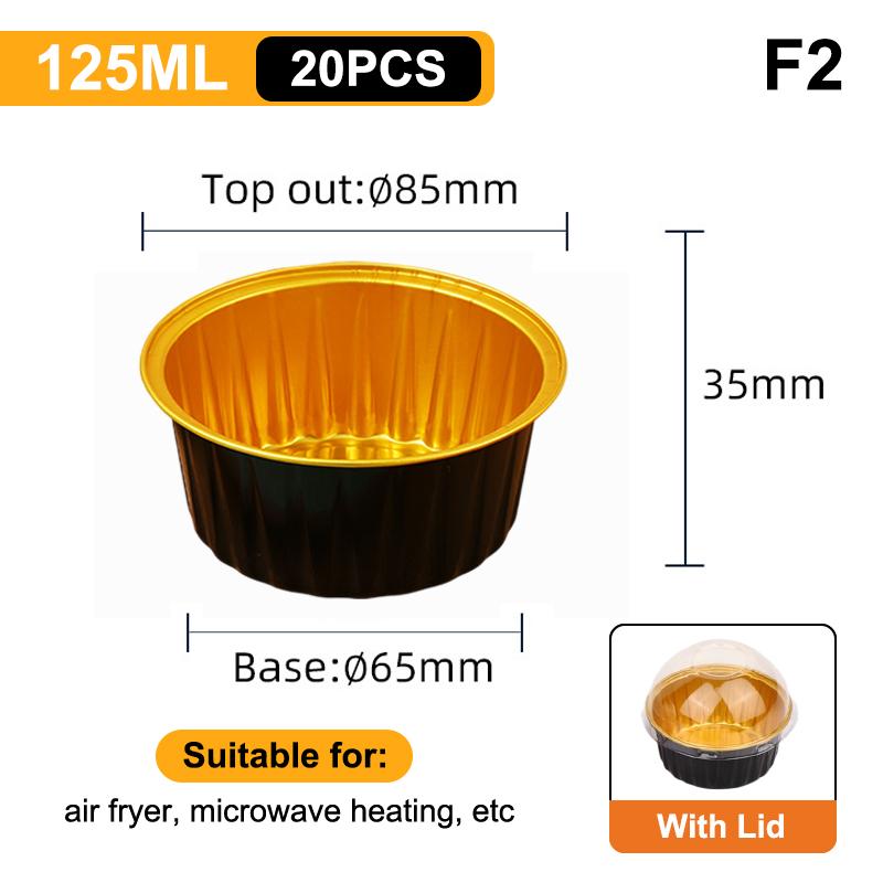 Foliowe papilotki do babeczek Żaroodporne aluminiowe foremki do ciasta z pokrywką Okrągłe papilotki do pieczenia z pokrywkami Zaopatrzenie kuchenne na wesele i przyjęcie urodzinowe