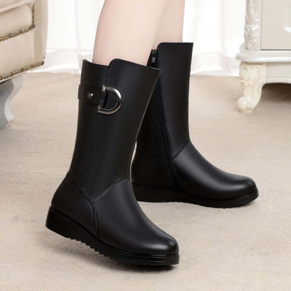 Fashion Women's Shoes Thick Heel Ladies Boots Zipper Suitable for Women Punk Style Cotton Shoes Womens High Boot Party Shoes Botas Mujer