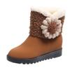 Women's Winter Warm Snow Boots With Fleece Lined Outdoor Anti Slip Woolen Knit Faux Suede Patchwork Ankle Boots High-Top Shoes for Women Short Booties