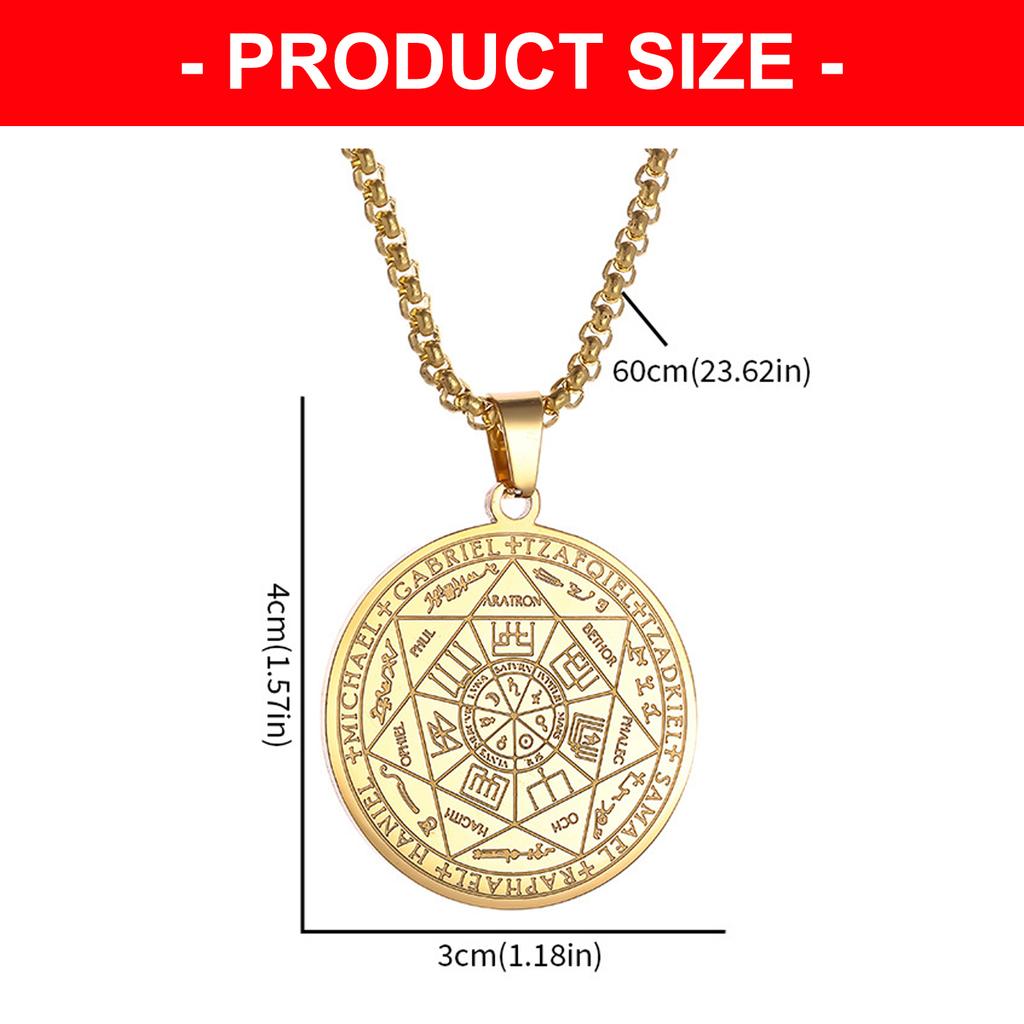 Modern Christian Inspired Pendant Necklace With Mystical Coin Design Sturdy Stainless Steel Chain Spiritual Jewelry Gift