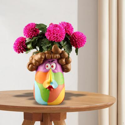 Planter Pots Art Collection Lady Head Flower Pot Resin Flowerpot for Office Living Room Home